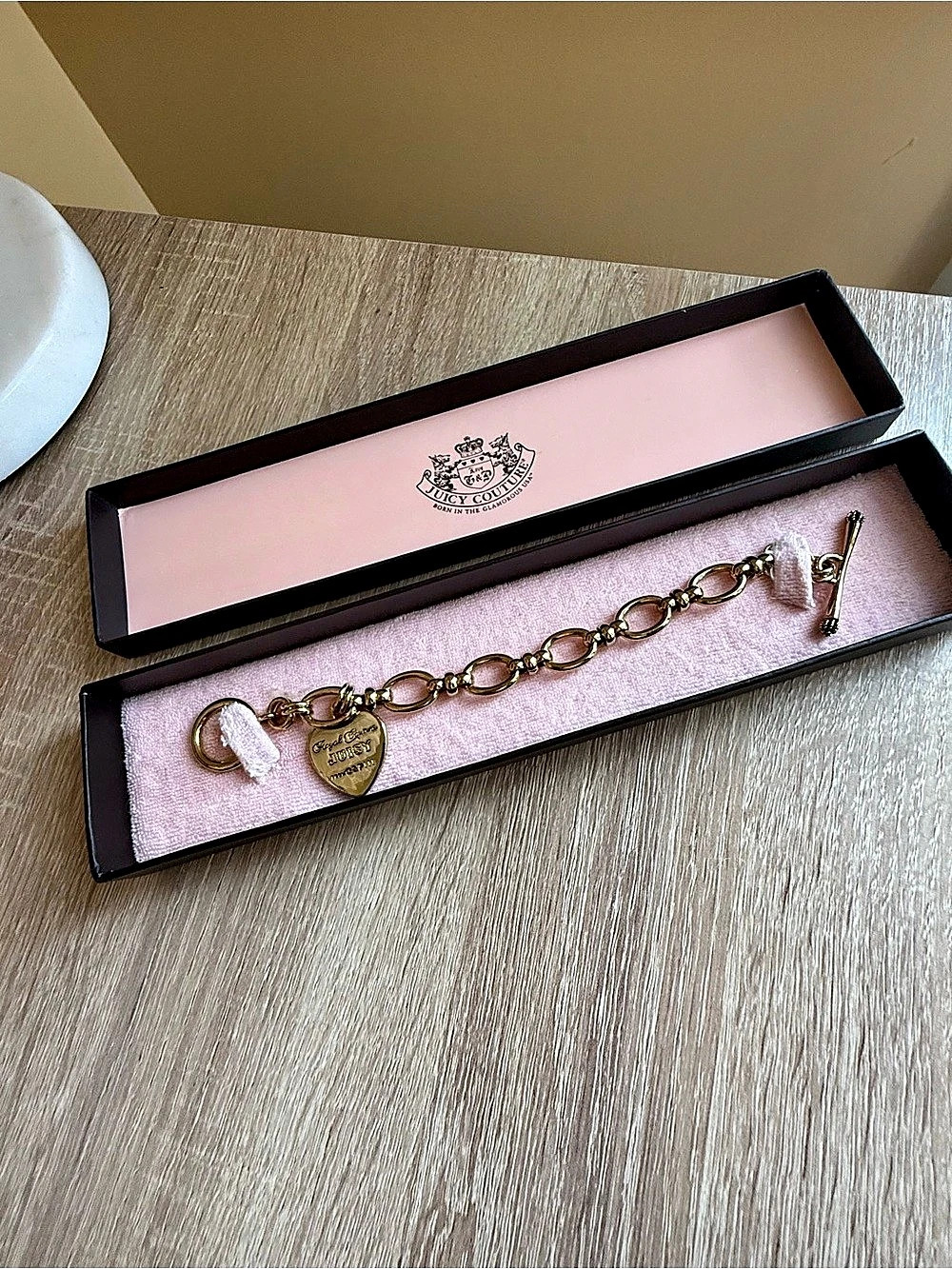 Juicy Couture Royal Couture Heart Charm Toggle Bracelet Gold